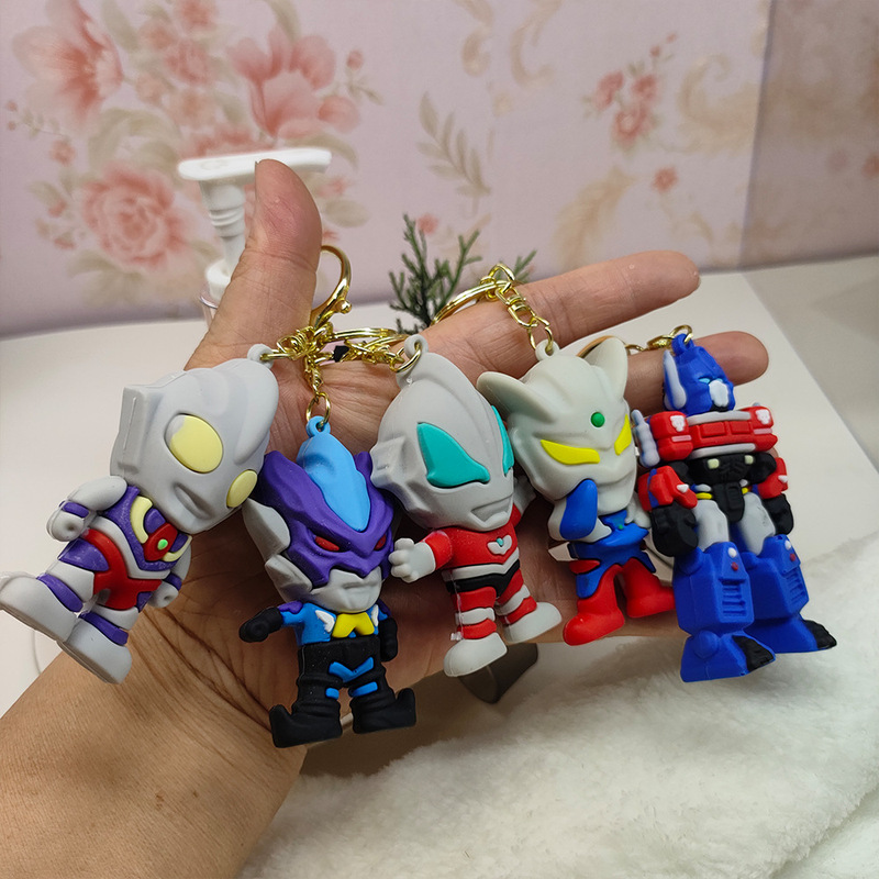 Teman Series Soft Plastic Keychain Cartoon Animation Austrian Doll Bag Pendant Cross-Border Key Chain Small Gift Wholesale