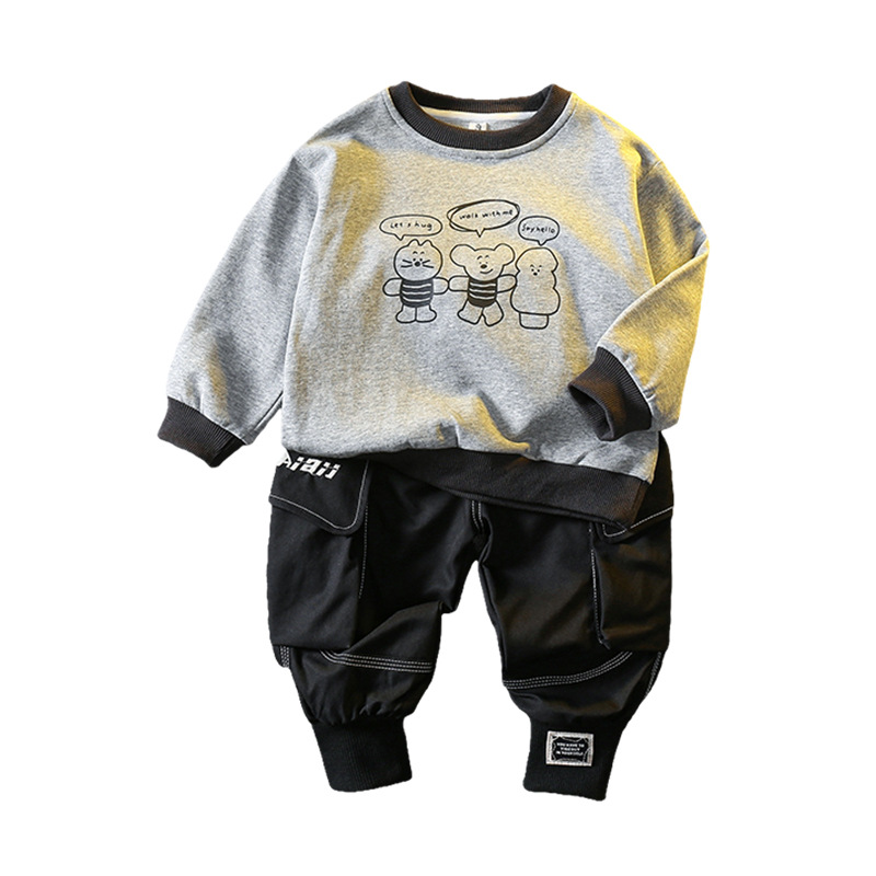 6342 Traje de moda de otoño para niños 2025 Nuevo estilo para niños Primavera y otoño Ropa deportiva de estilo occidental Traje de dos piezas para bebés Otoño