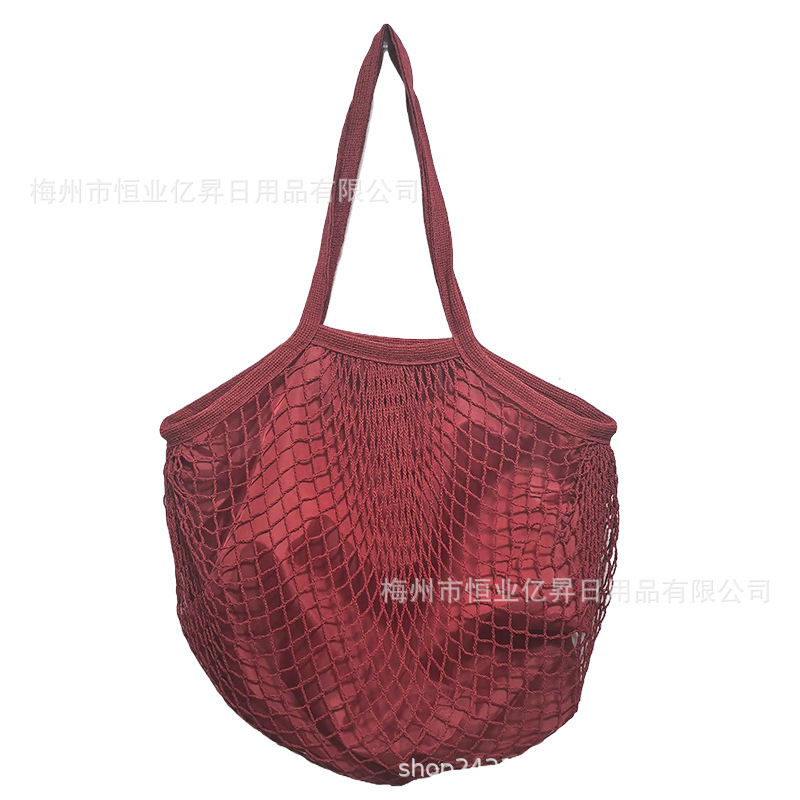 Bolsa de malla de algodón portátil al por mayor Bolsa de compras Supermercado Bolsa de malla de verduras y frutas Bolsa de compras Bolsa tejida hueca