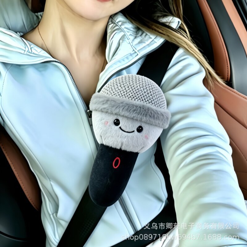 Seatbelt decoration, microphone shoulder pad decoration, cute car toy, anti-neck-strangling protective cover for car interior