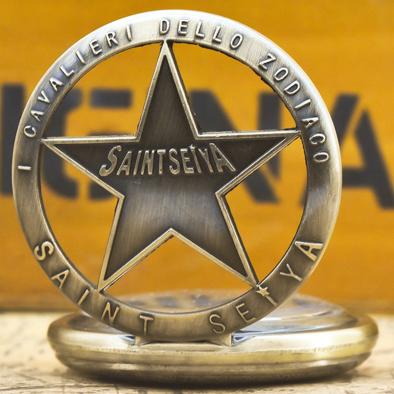 Foreign trade hollow Big Dipper constellation vintage pocket watch Saint Seiya five-pointed star pocket watch necklace table