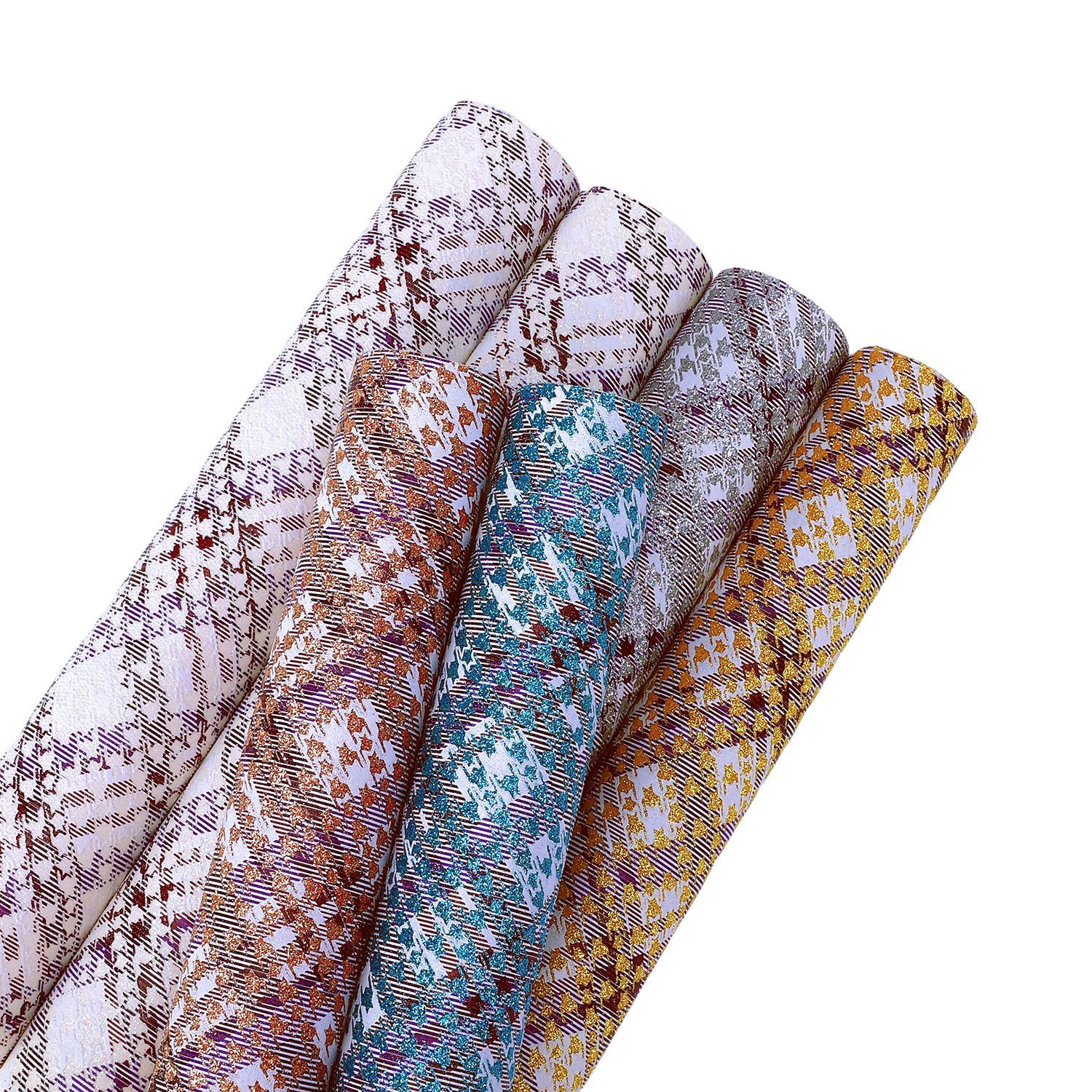 千鸟格纹格利特PU革金葱闪粉亮片烫金手机壳化妆包眼镜盒鞋材面料