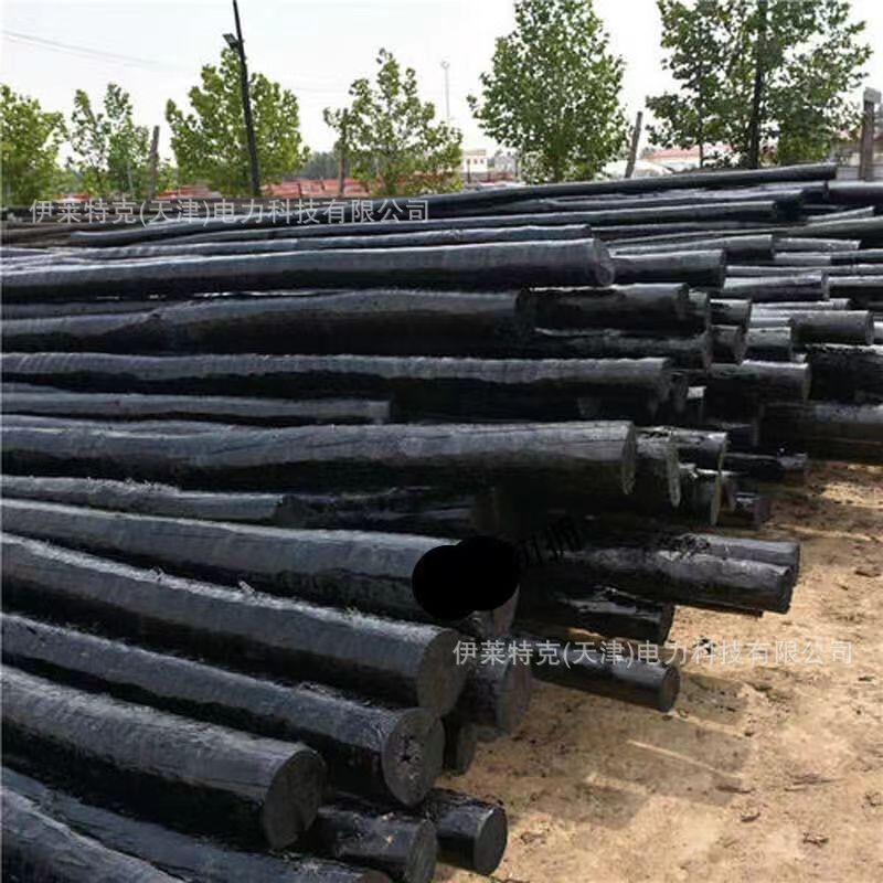电线杆线路油木杆油炸沥青黑木杆 架空光缆用电信油木杆 杆子