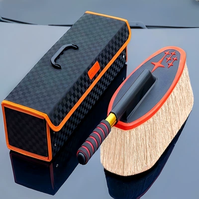 Car cleaning tools duster car ash sweeping brush - white-line-hexagonal-star-telescopic-car-brush-advanced-storage-box