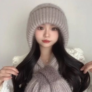New fleece-lined Knitted Snow Hat Women's Winter Warm Neck Protection Mother's Ear Protection Hat Scarf All-in-One Hat for Women