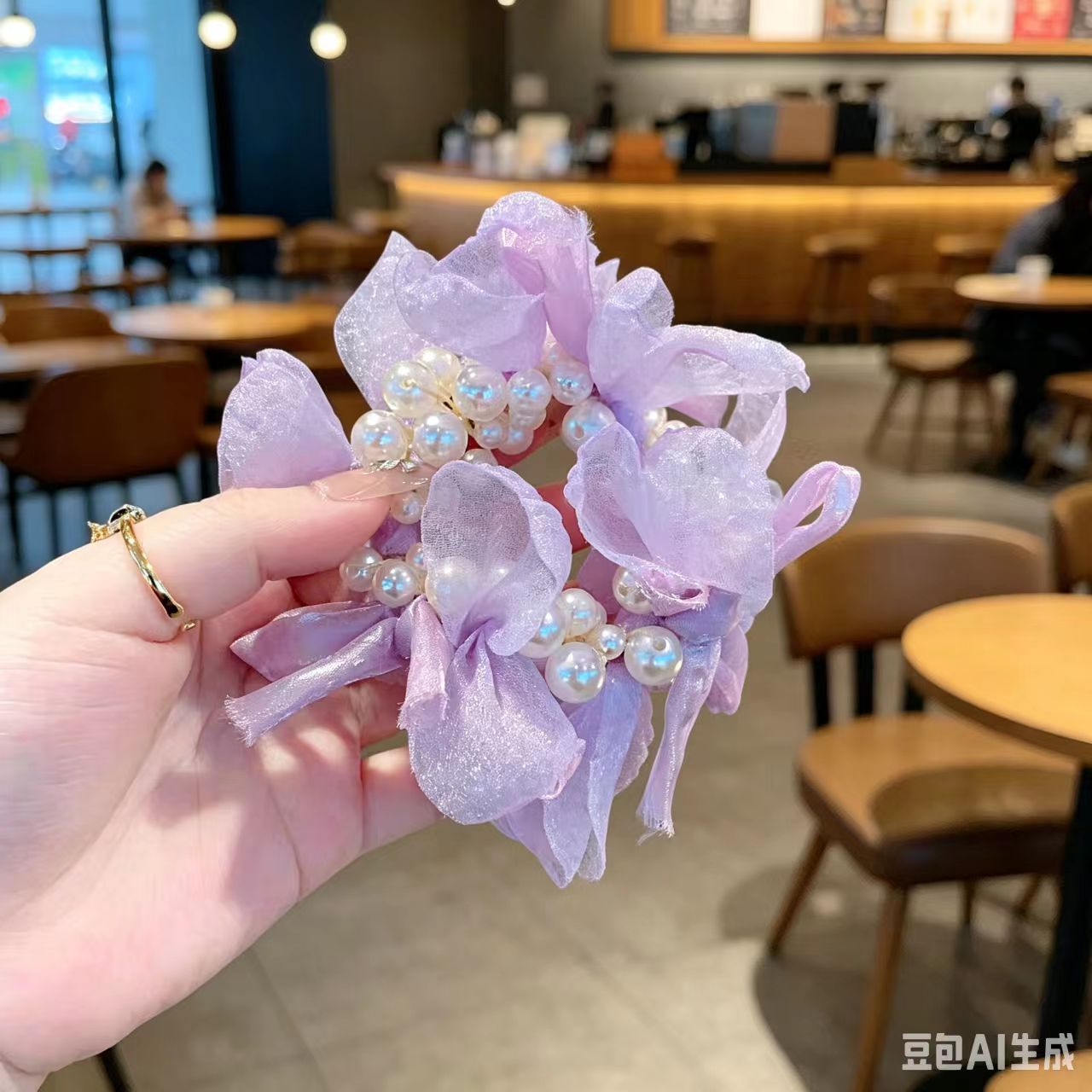# 진주 리본 보라색