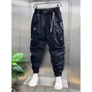 Autumn and Winter New Arrival Leg Casual Pants Belt Men's Overalls Trendy Youth Black Haren Pants Loose All-match Pants