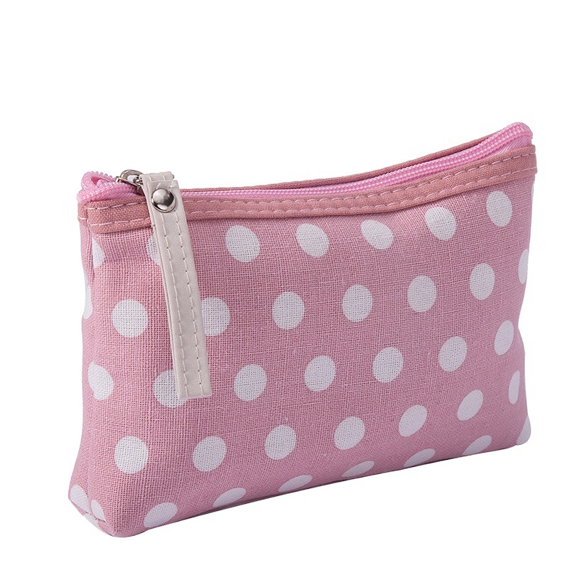 Classic Polka Dot Fabric Zipper Bag Card Bag Key Bag Mobile Phone Bag Wash Bag Makeup Storage Bag