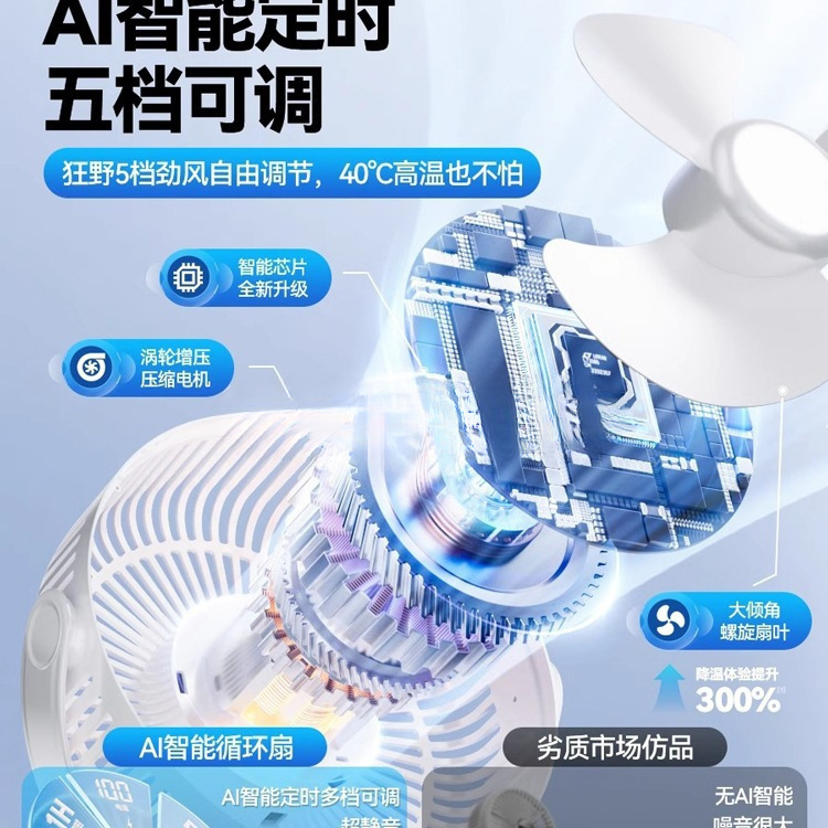 【8インチ】クリップファンusb充電ロングデスクトップ小型ファン静音オフィス卓上クリップ式小|undefined