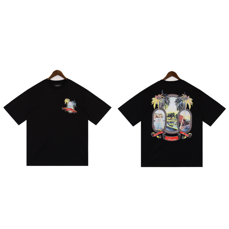 貿易クロスAm新文字クラシックプリント半袖男女同型カップルTシャツiri夏高iri製品タイプ|undefined