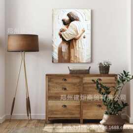 亚马逊跨境外贸希音TEMU装饰画复古主耶稣画海报艺术画芯挂画家居
