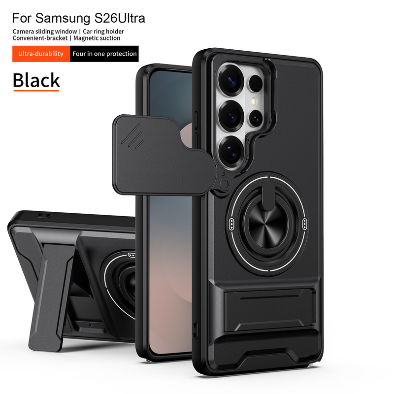New S26Ultra Rotating Stand Phone Case S25 Lens Sliding Window Magnetic Protective Cover S26 Two-In-One Anti-Drop New S26Ultra Rotating Stand Phone Case S25 Lens Sliding Window Magnetic Protective Cover S26 Two-In-One Anti-Drop