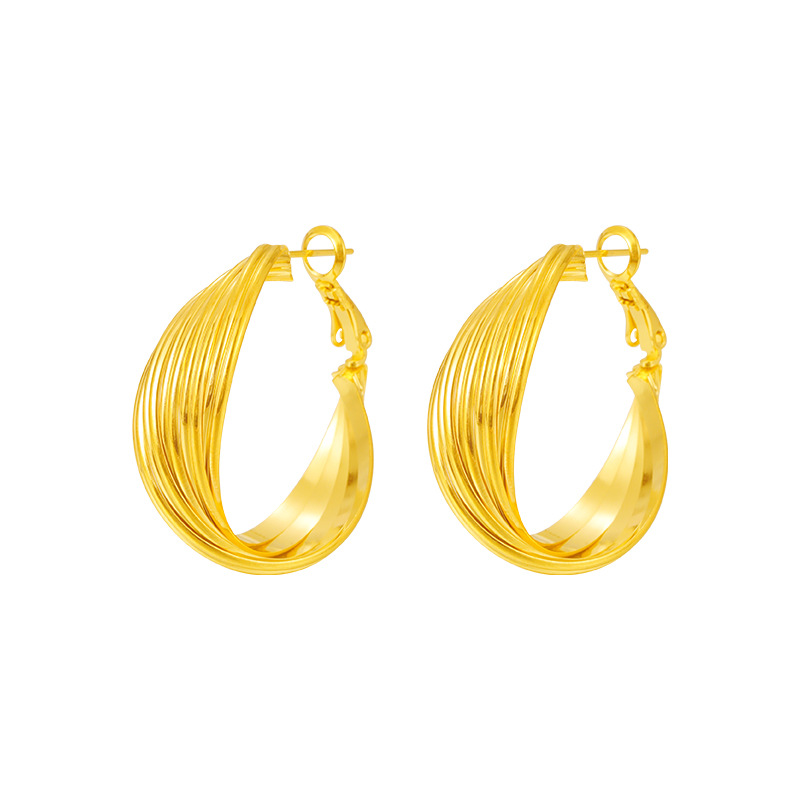 2023 nuevos pendientes de las mujeres Mobius anillo imitación oro multi-capa pendientes Cruz diseño online pendientes populares