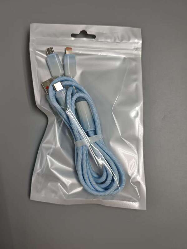 一拖三渐变透明快充单线冰晶数据线适用苹果华为安卓三合一充电线|undefined