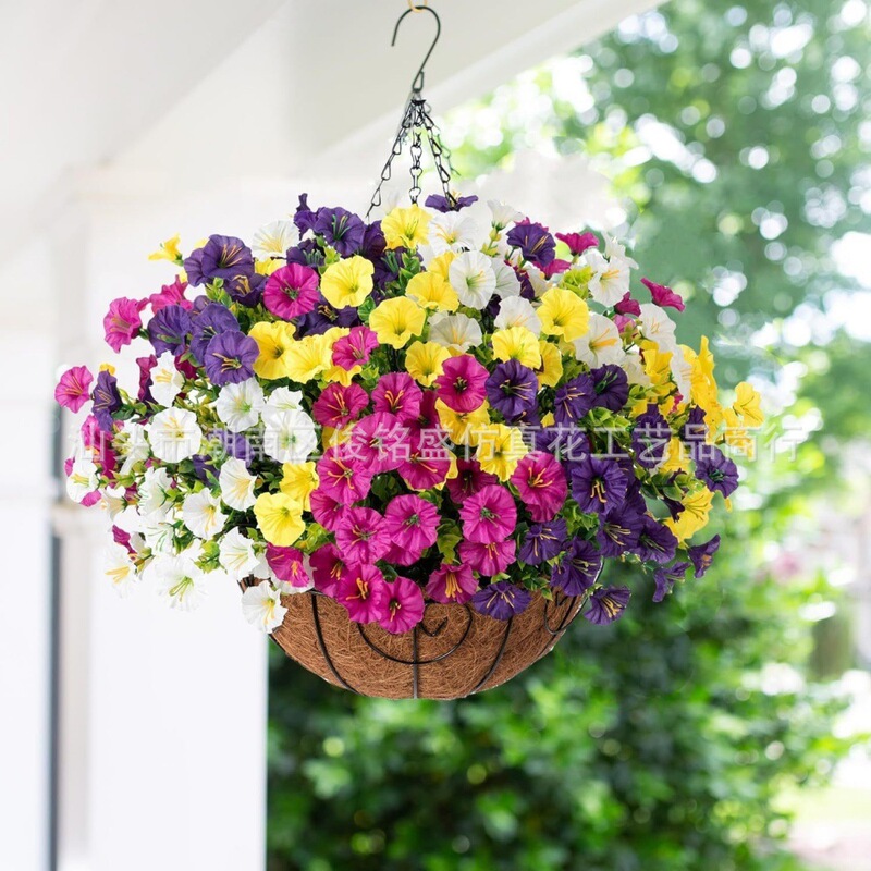Cross-Border Amazon Hot-Selling Artificial Morning Glory Flower, Single Stem Eucalyptus Trumpet Flower for Home and Outdoor Decoration, Flower Arrangement