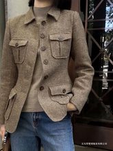 复古小香风毛呢西装外套女,融合工装风,尽显法式轻奢名媛气质。