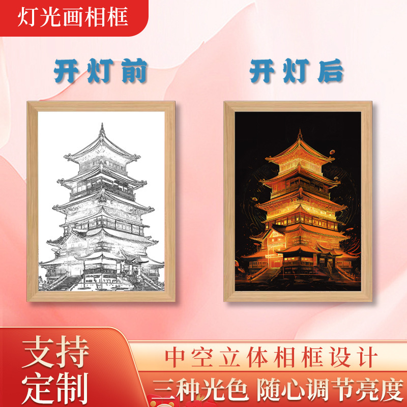 Led Night Light Photo Frame Display Stand Creative Gift Cross-Border Art Luminous Frame