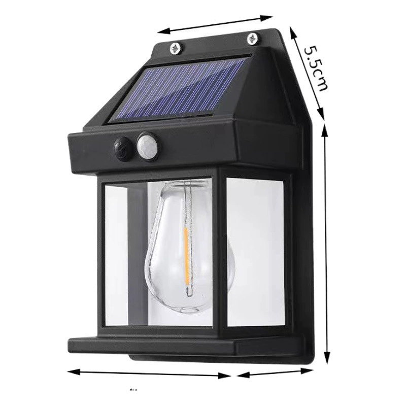 Солнечные светильники для улицы, настенные светильники, лампы с вольфрамовой нитью, светильники для ограждений двора, водонепроницаемые светильники с датчиком движения, ночники