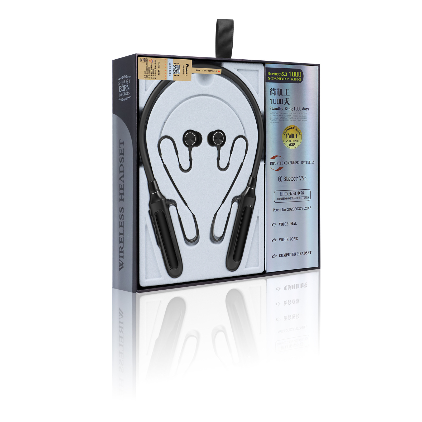 Pin Wang A21 cross-border ultra-long standby neck-hung Bluetooth headset private model digital headset wholesale computer headset