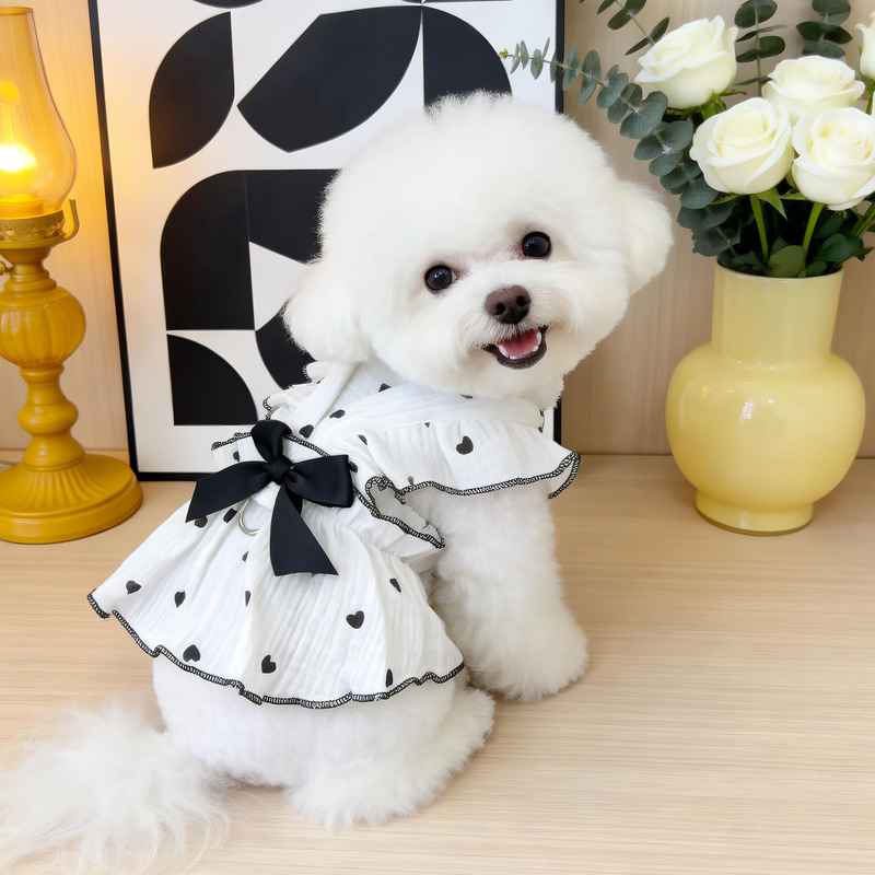 Dog Clothes, Summer Thin Bow-Knot Dress, Pet Clothes, Anti-Shedding, Suitable for Teddy, Bichon, and Small Dogs