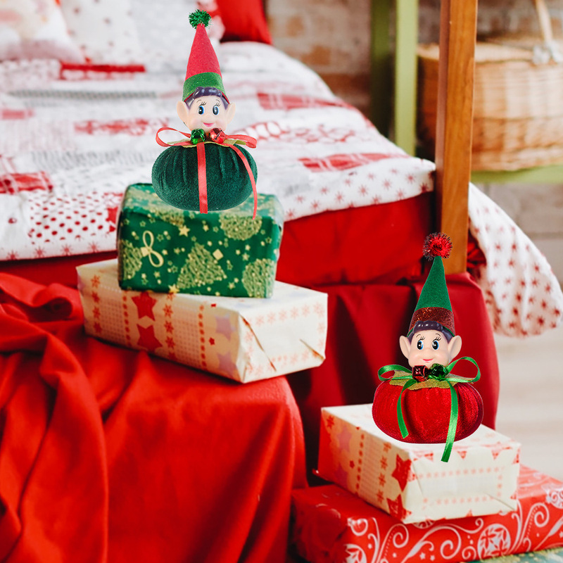 クリスマス装飾用品クリスマスエルフオーナメントウィンドウホームデコレーション赤と緑のクリスマス本棚エルフ人形|undefined