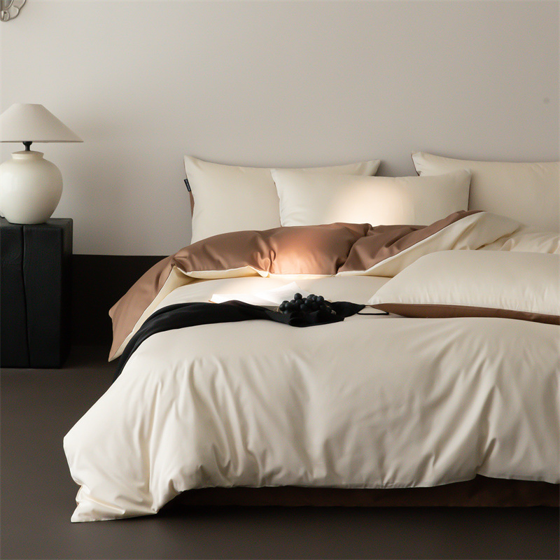 100 Long-staple Cotton Satin Four-piece Set 2025 New Entry Luxury High-grade Cotton Bedding Quilt Cover Sheet 4