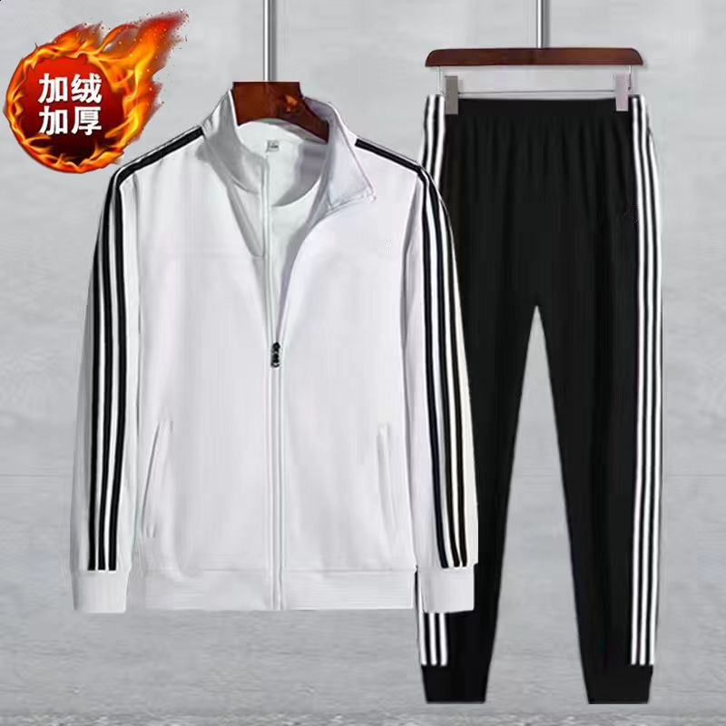 Primavera y otoño traje deportivo casual suéter cardigan de manga larga para hombres guapo par universitario de tres polos traje suelto de dos piezas