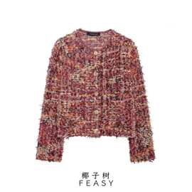 亚马逊跨境外贸欧美女装2024秋冬新款气质时尚休闲纹理针织外套