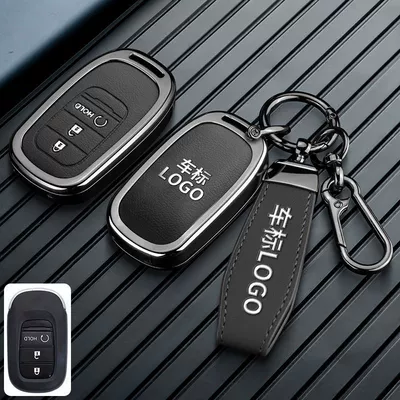 Car key bag, Suitable for Dongfeng Honda - honda-c-model-3-button-start-hold-leather-textured-black-short-strap-buckle