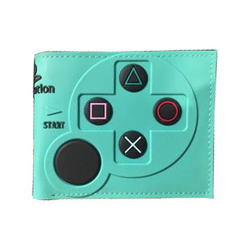 Cartera PSP, botón de control de patrón de mango de juegos, cartera corta de dos plegas, cartera PU juvenil