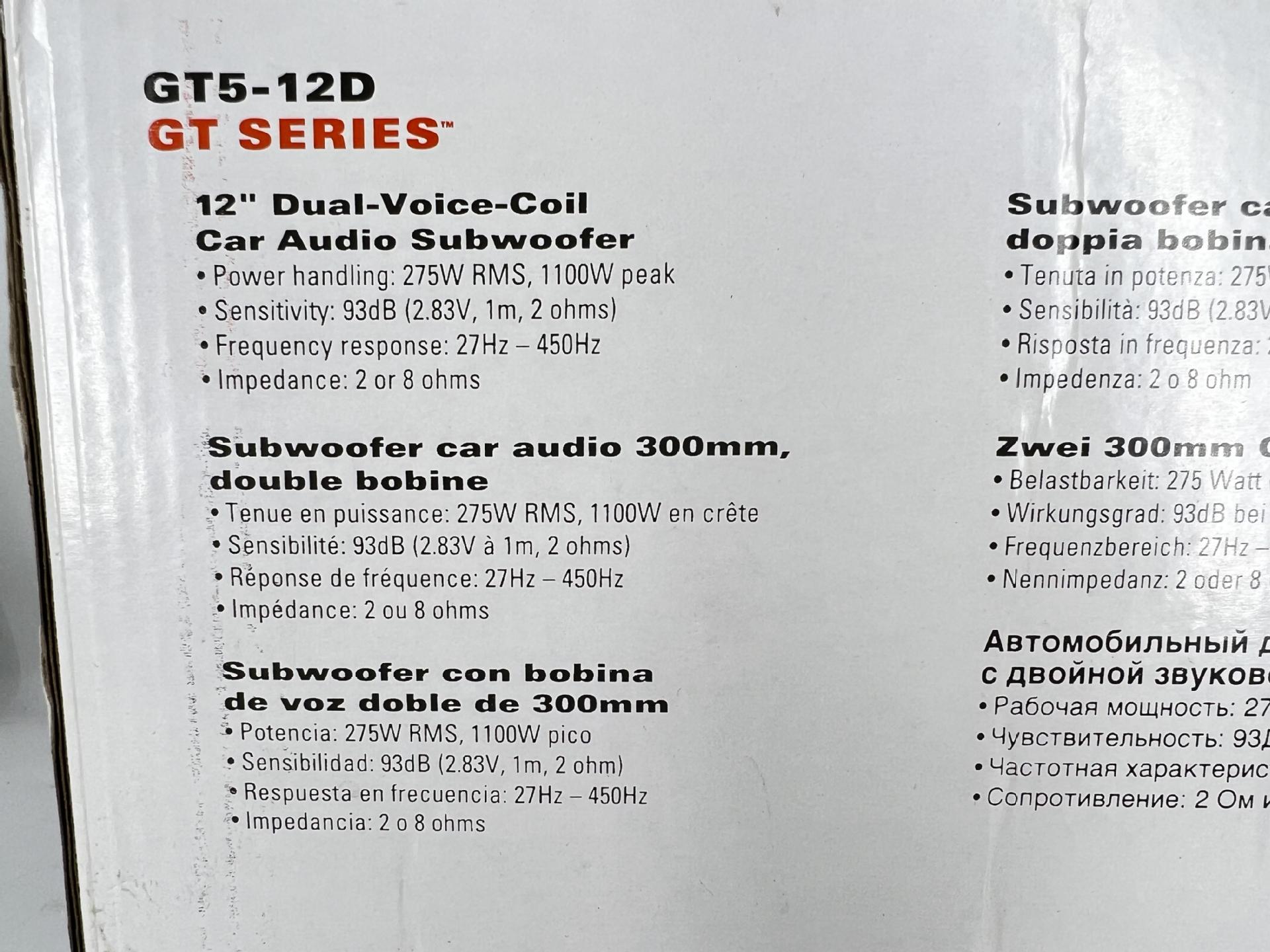 JBL GT5-12D top 12 inch woofer car upgrade preferred single coil design strong bass