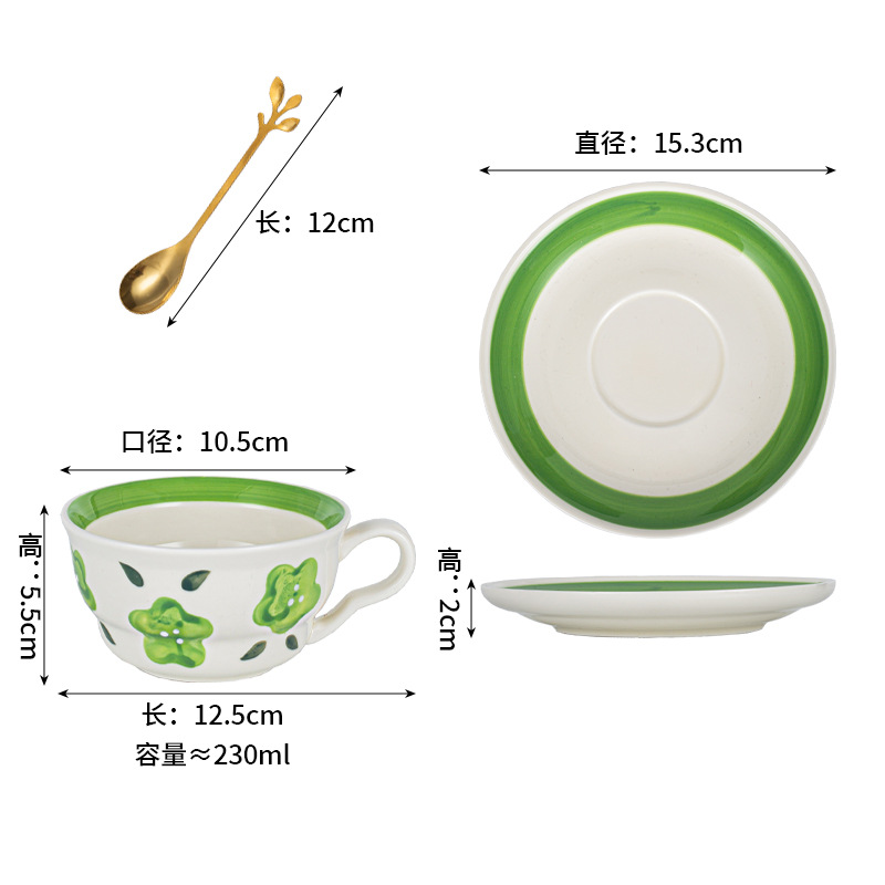 Tazas de café de cerámica pintadas a mano, tazas de cerámica medieval, flores coloridas transfronterizas, tazas de té de la tarde de alto valor de color