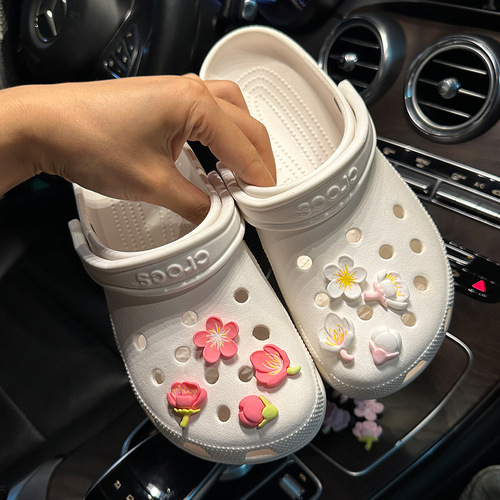 Romantic Sakura Series Crocs Shoes Accessories Shoe Flower Cross Decorative Buckle Accessories Shoe Buckle Resin