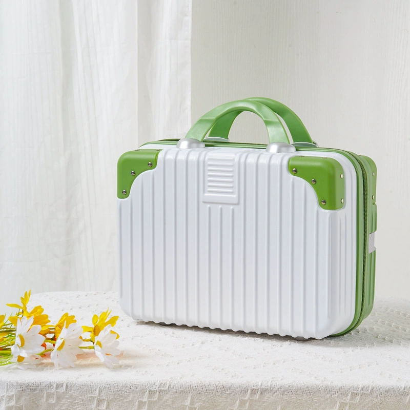 Handheld cosmetic storage box 14-inch suitcase, partitioned interior and portable handle