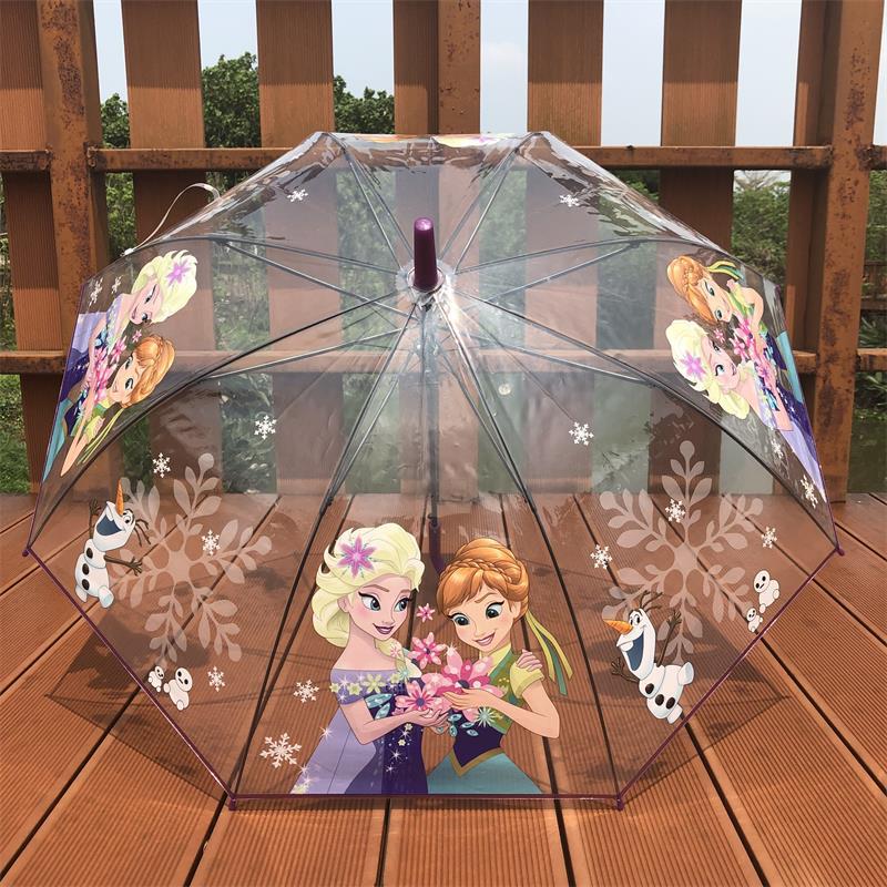 新款卡通透明儿童雨伞长柄幼儿园宝宝小学生男女自动美人鱼公主伞