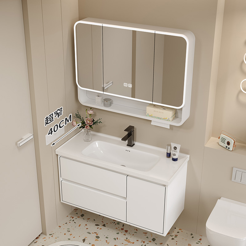 40cm de ancho y largo de panal de abeja gabinete de baño combinación cerámica integral lavabo tipo pequeño hogar lavabo de lavabo