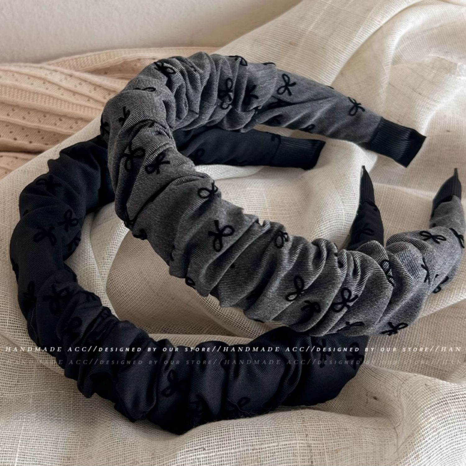 New 2024 Korean Style Bow Pink Pleated Fabric Headband Sweet and Cute Headband Versatile