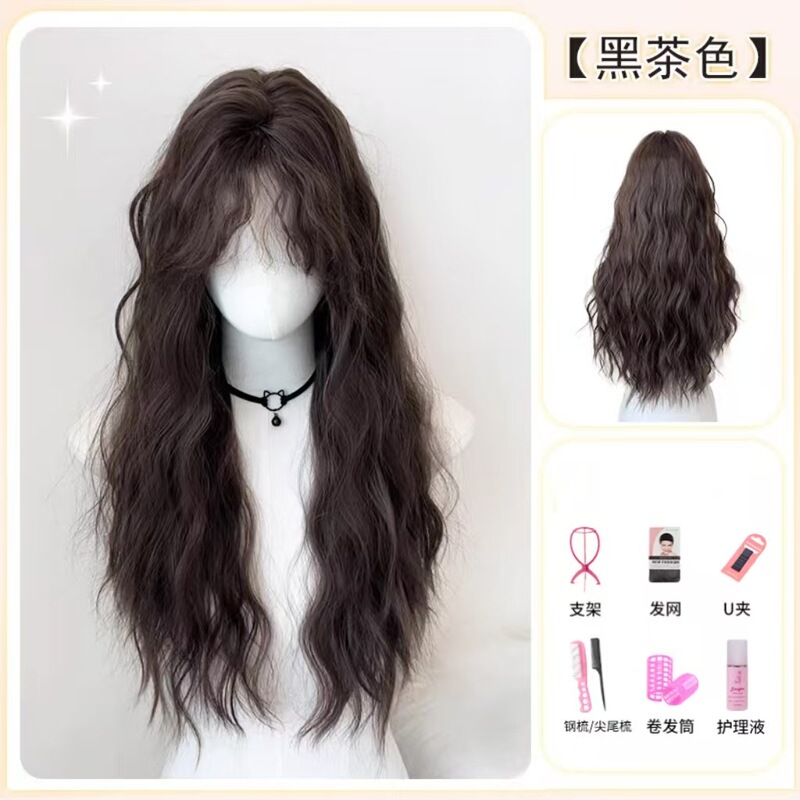 ウールカーリーウィッグ女性用フルヘッドギアナチュラルふわふわロリータ日常雰囲気ロングカーリーヘア人工毛高頭蓋|undefined