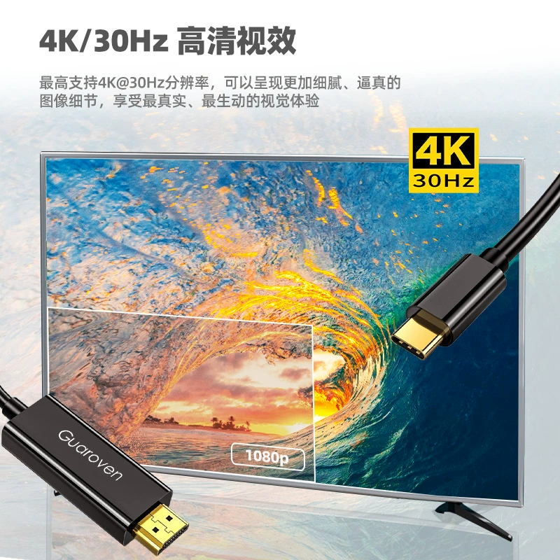 Type-C в HDMI для мобильного телефона/компьютера 8K ТВ кабель для трансляции экрана, конвертация дисплея, высокое разрешение