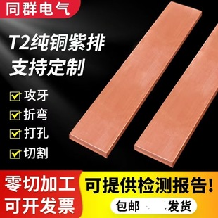 T2 Copper Busbar, Copper Flat Bar Grounding Busbar, Custom Punched and Bent Copper Busbar, Custom Processing