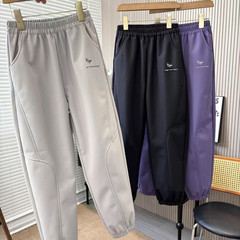 大童冬款加绒长裤 鸟家logo印花加绒加厚软壳三防休闲裤一件代发