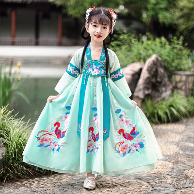 Girls Hanfu kids chinese ancient traditional costumes  drama film guzheng Performance Fairy princess dress photos shooting dress for children