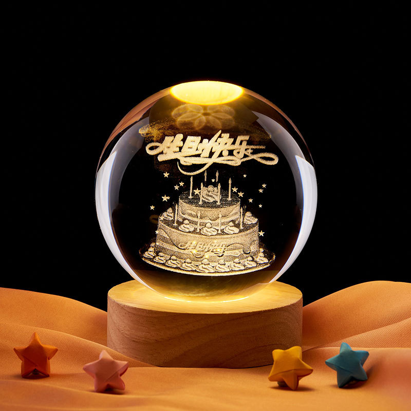 Estrella de noche lámpara de cristal bola de regalo de cumpleaños creativo para chicas para enviar a amigos de clase significativos novio decoración de mesa