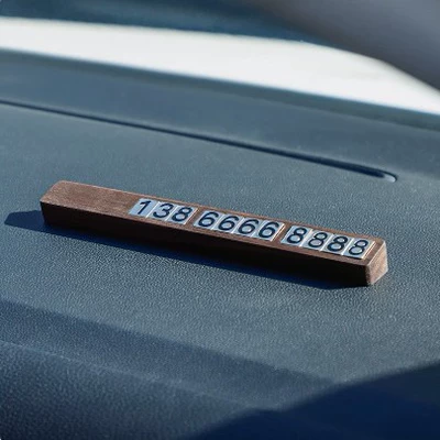 Redwood Car Moving License Plate Solid Wood Creative Temporary Parking Plate Telephone Number Plate High-end Car Moving License Plate Sunscreen (Nömrəli dayanma kartı)