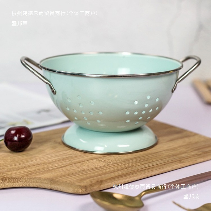 Pink Nordic style milk white small large draining double-eared bowl…