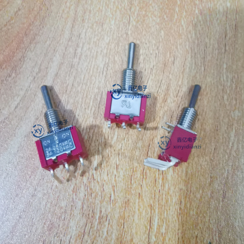 TS8钮子开关 MTS-103C3 3脚3档 90度正弯脚三档红色带螺纹开孔6MM