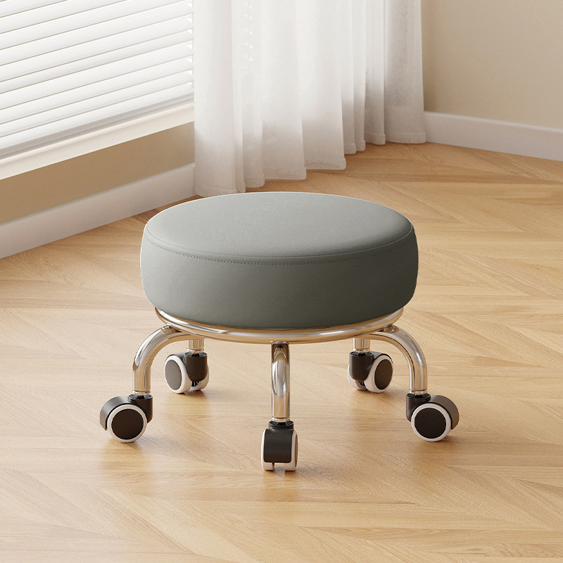 Polia doméstica taburete bajo rueda universal pequeño taburete silencioso rotativo taburete redondo móvil con artefacto moderno y simple