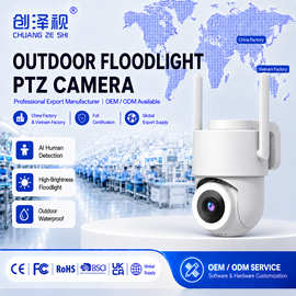工厂定制wifi监控摄像头带白光灯 跨境智能icsee防水云台监视球机