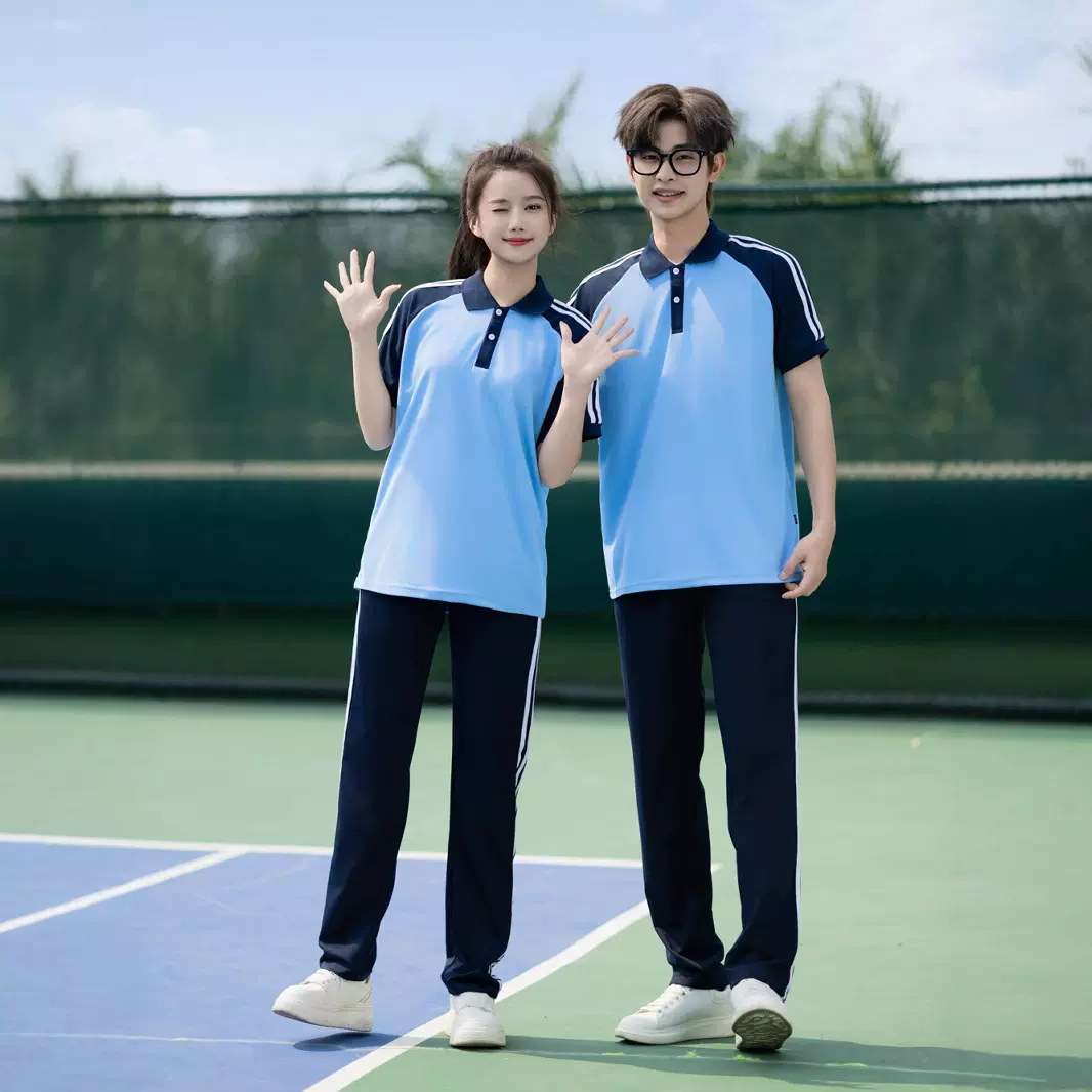 夏季学生校服套装初中高中运动会男女同款班服团体服合唱服短袖