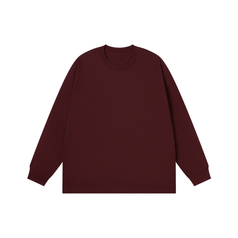 T-shirt a maniche lunghe pettinata da uomo, nuova collezione autunno e inverno da 300 g, realizzata in puro cotone con motivo a filo spesso, da uomo_voghion.com